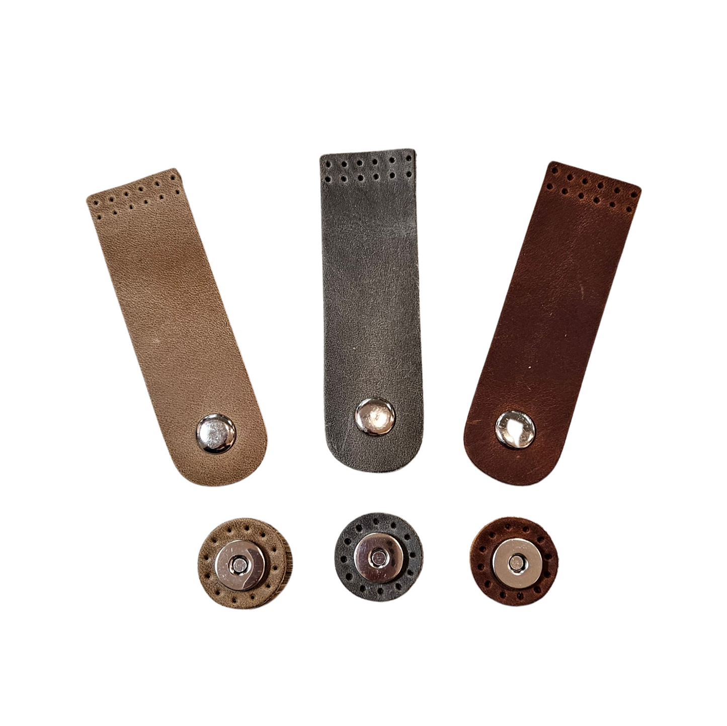 Veskelås i ekte skinn med magnetknapp. 12×2,8 cm