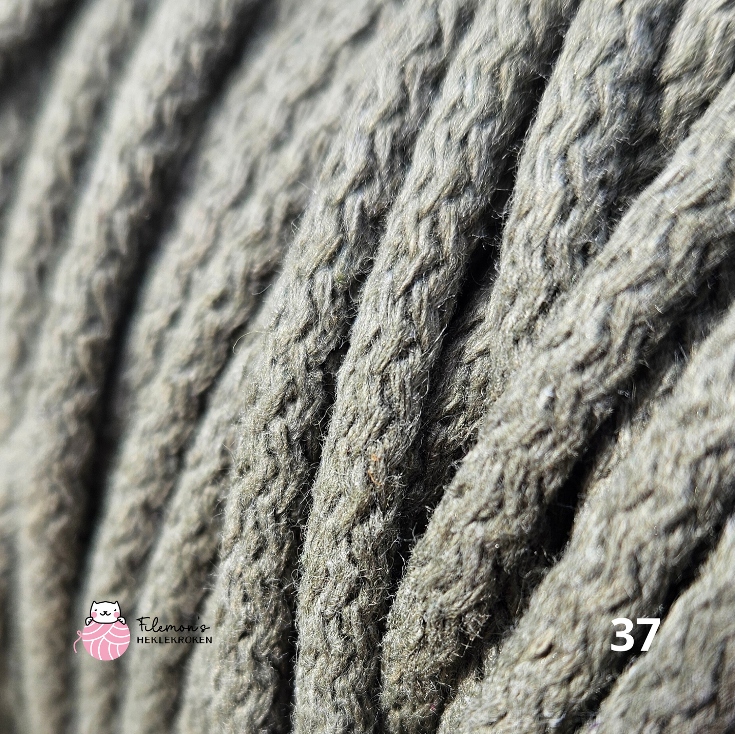 SyTau – Ekstra stiv bomullssnor med polyesterkjerne – 5 mm/100 meter, OLIVEN 37