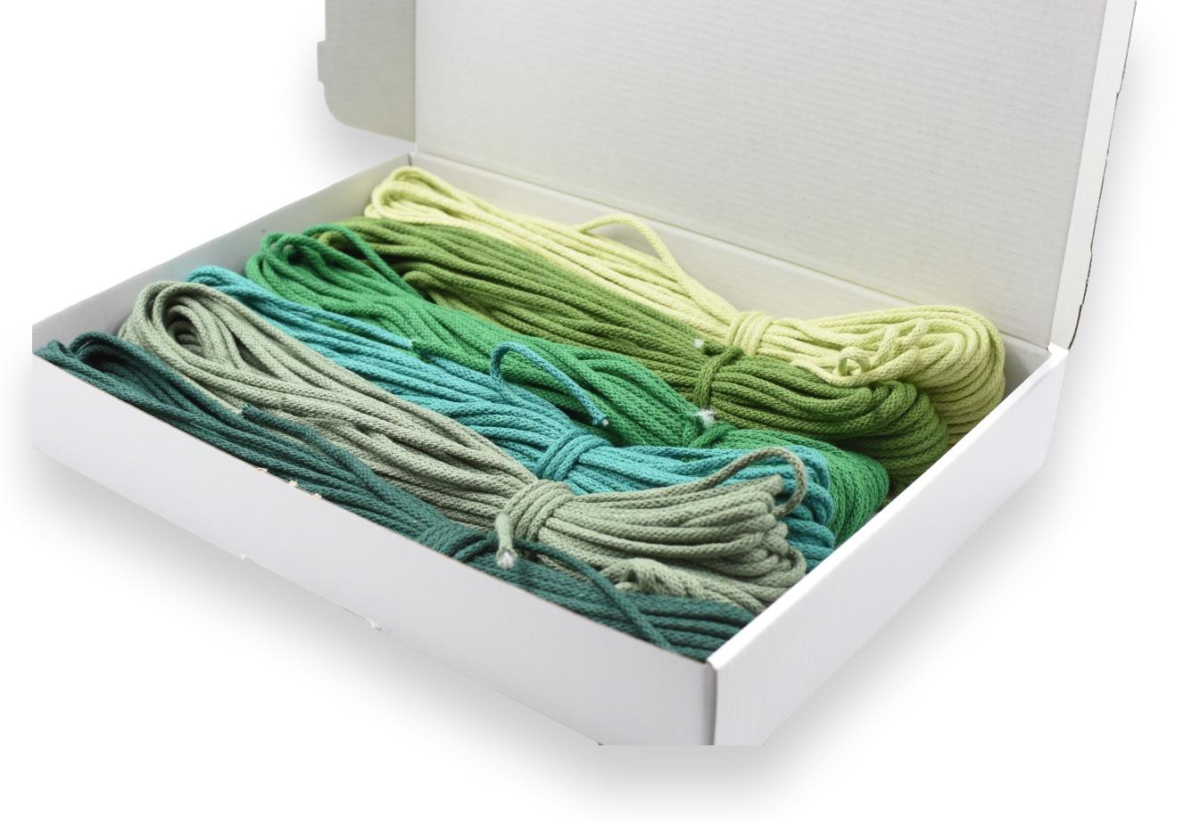 Sett bomullssnorer 3 mm GRØNNE NYANSER