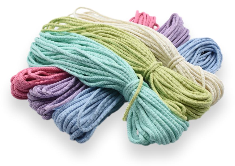 Sett bomullssnorer 3 mm PASTELLER