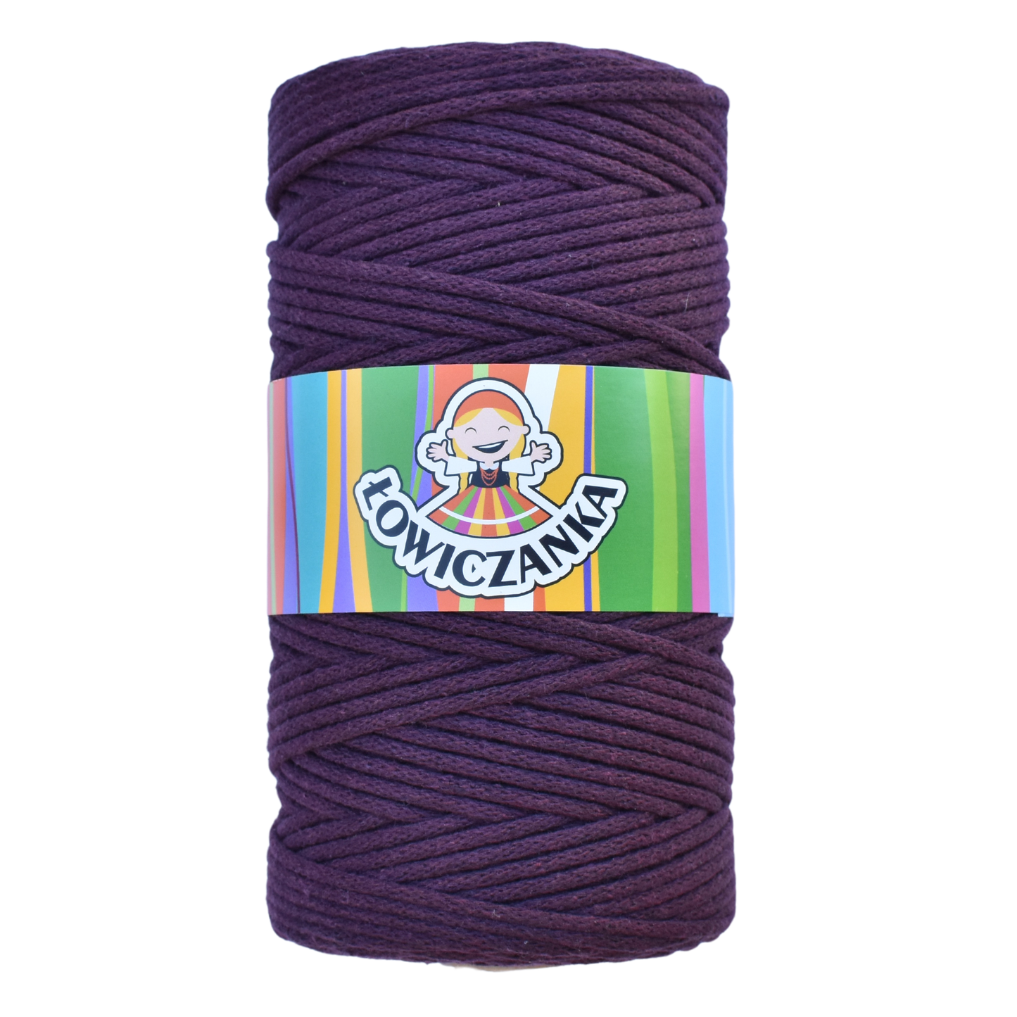 Bomullsnor 3mm - VINRØD/MØRKLILLA