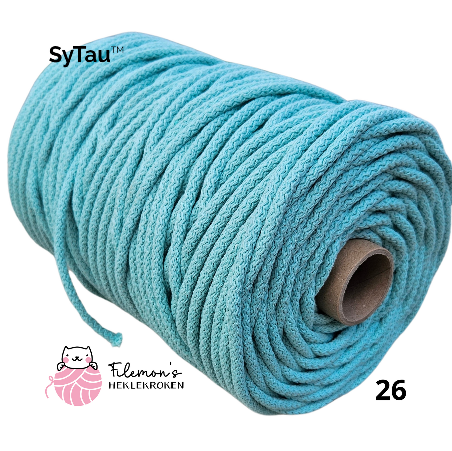 SyTau – Ekstra stiv bomullssnor med polyesterkjerne – 5 mm/100 meter, MINT 26