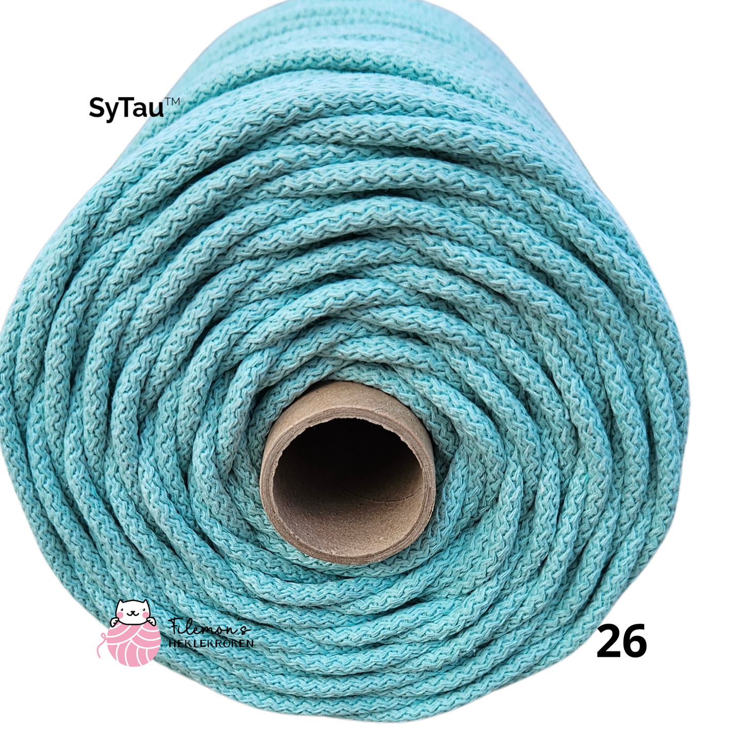 SyTau – Ekstra stiv bomullssnor med polyesterkjerne – 5 mm/100 meter, MINT 26