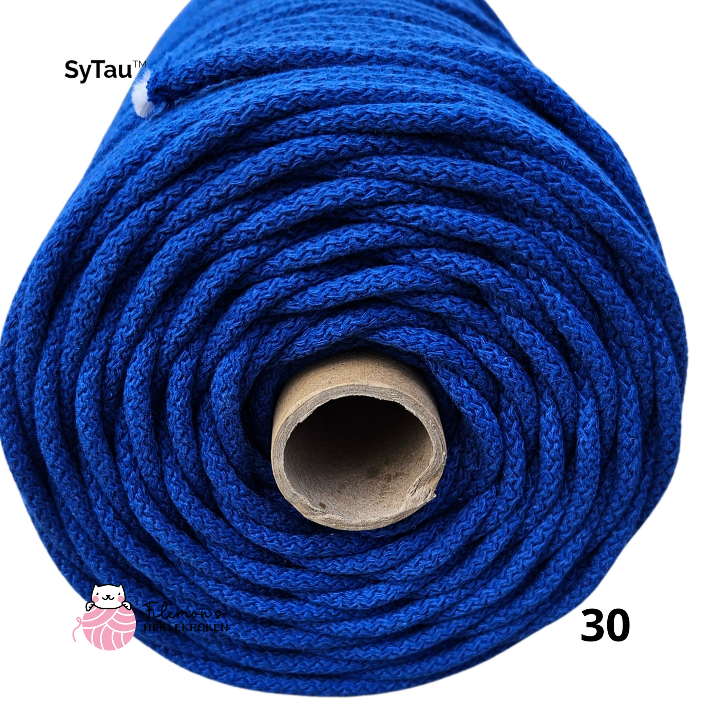 SyTau – Ekstra stiv bomullssnor med polyesterkjerne – 5 mm/100 meter,  KORNBLÅ 30