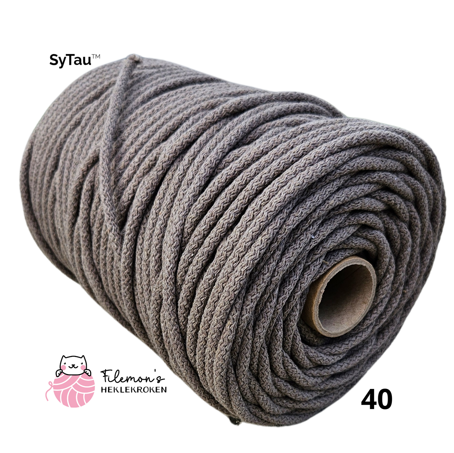 SyTau – Ekstra stiv bomullssnor med polyesterkjerne – 5 mm/100 meter, MOKKA 40