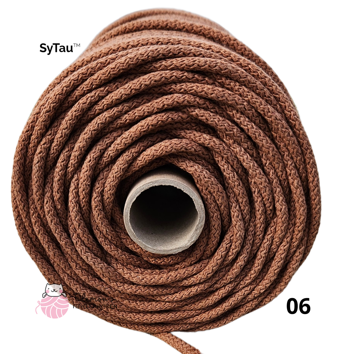 SyTau™ – Ekstra stiv bomullssnor med polyesterkjerne – 5 mm/100 meter,  KANEL 06