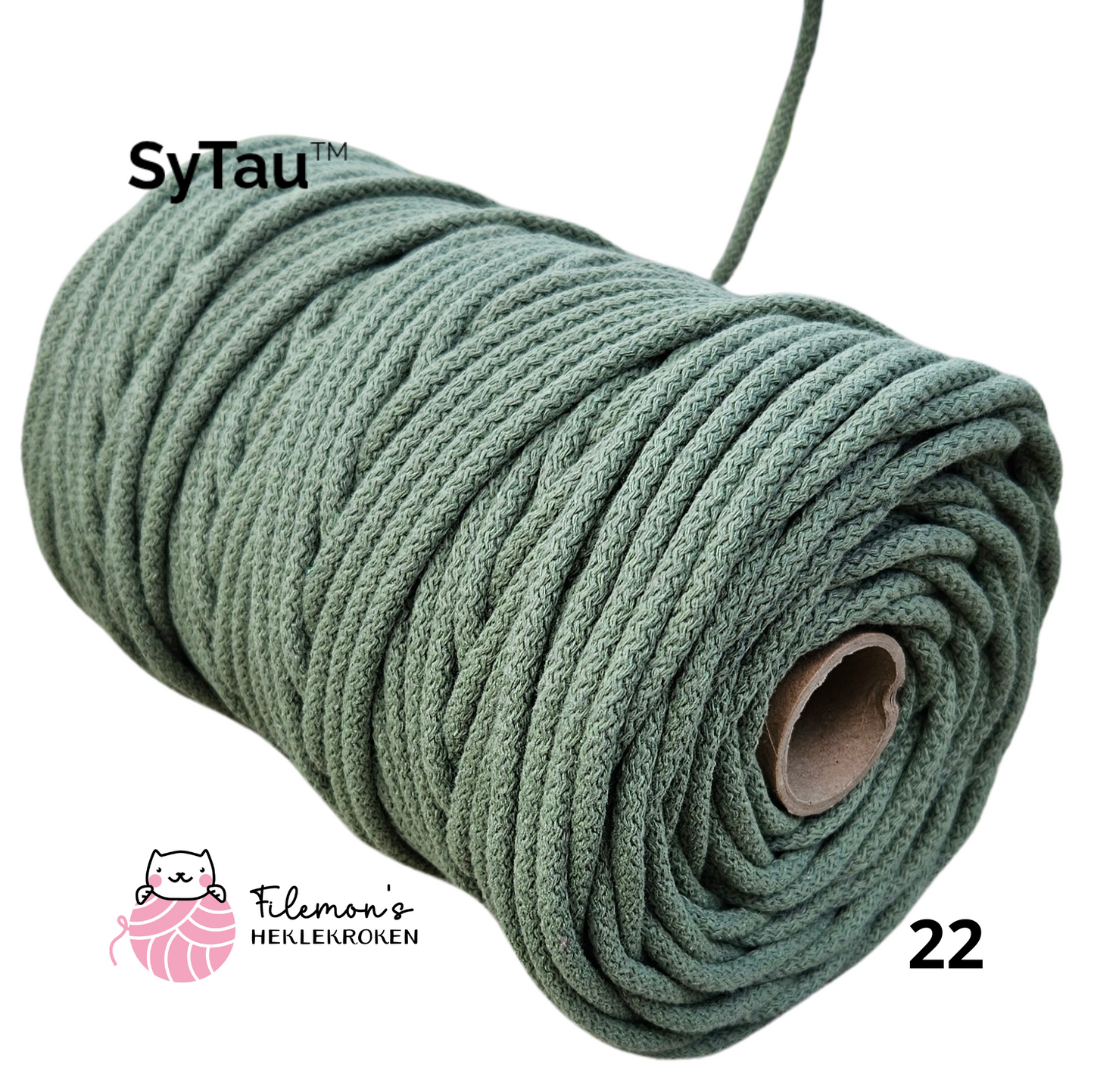 SyTau – Ekstra stiv bomullssnor med polyesterkjerne – 5 mm/100 meter, SALVIE 22