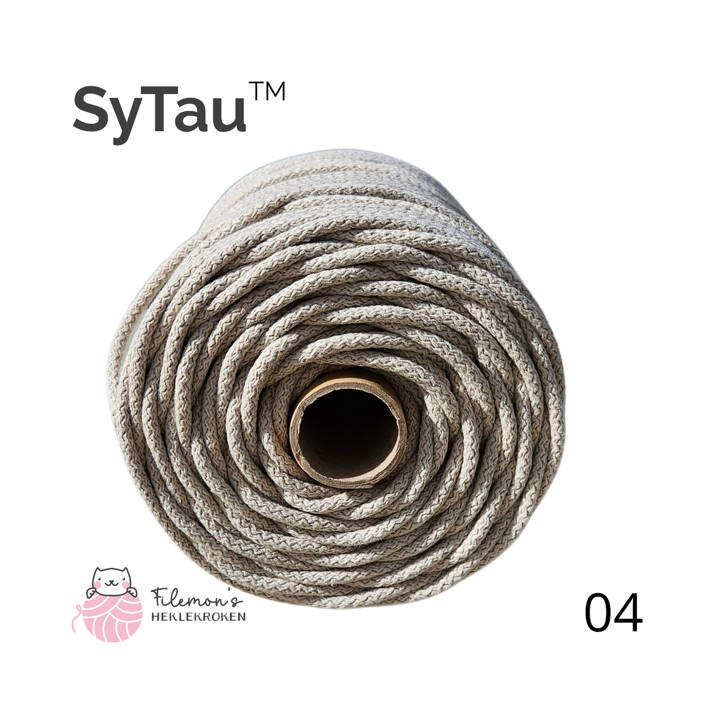 SyTau™ – Ekstra stiv bomullssnor med polyesterkjerne – 5 mm/100 meter, NATURELL 04