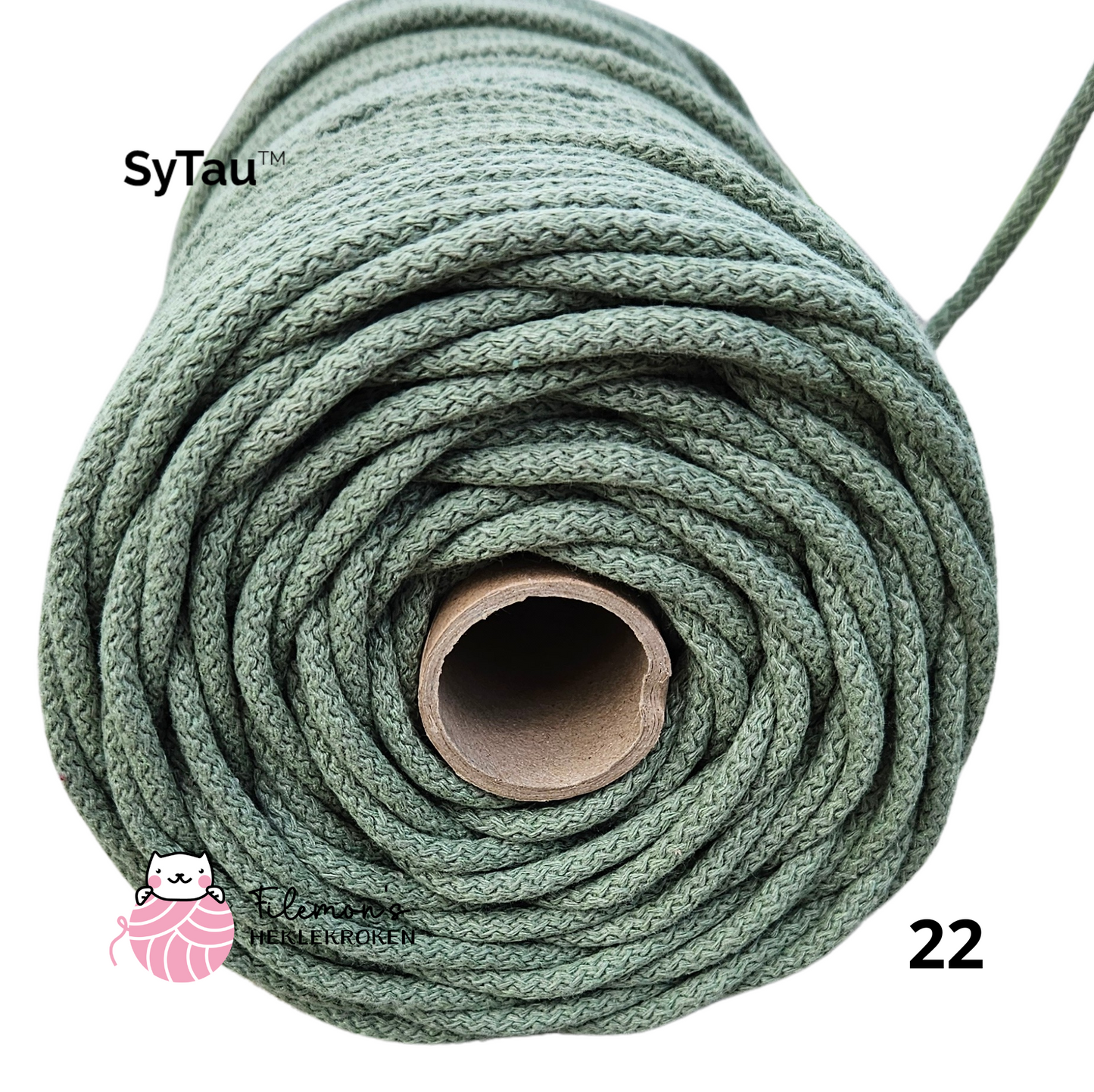 SyTau – Ekstra stiv bomullssnor med polyesterkjerne – 5 mm/100 meter, SALVIE 22