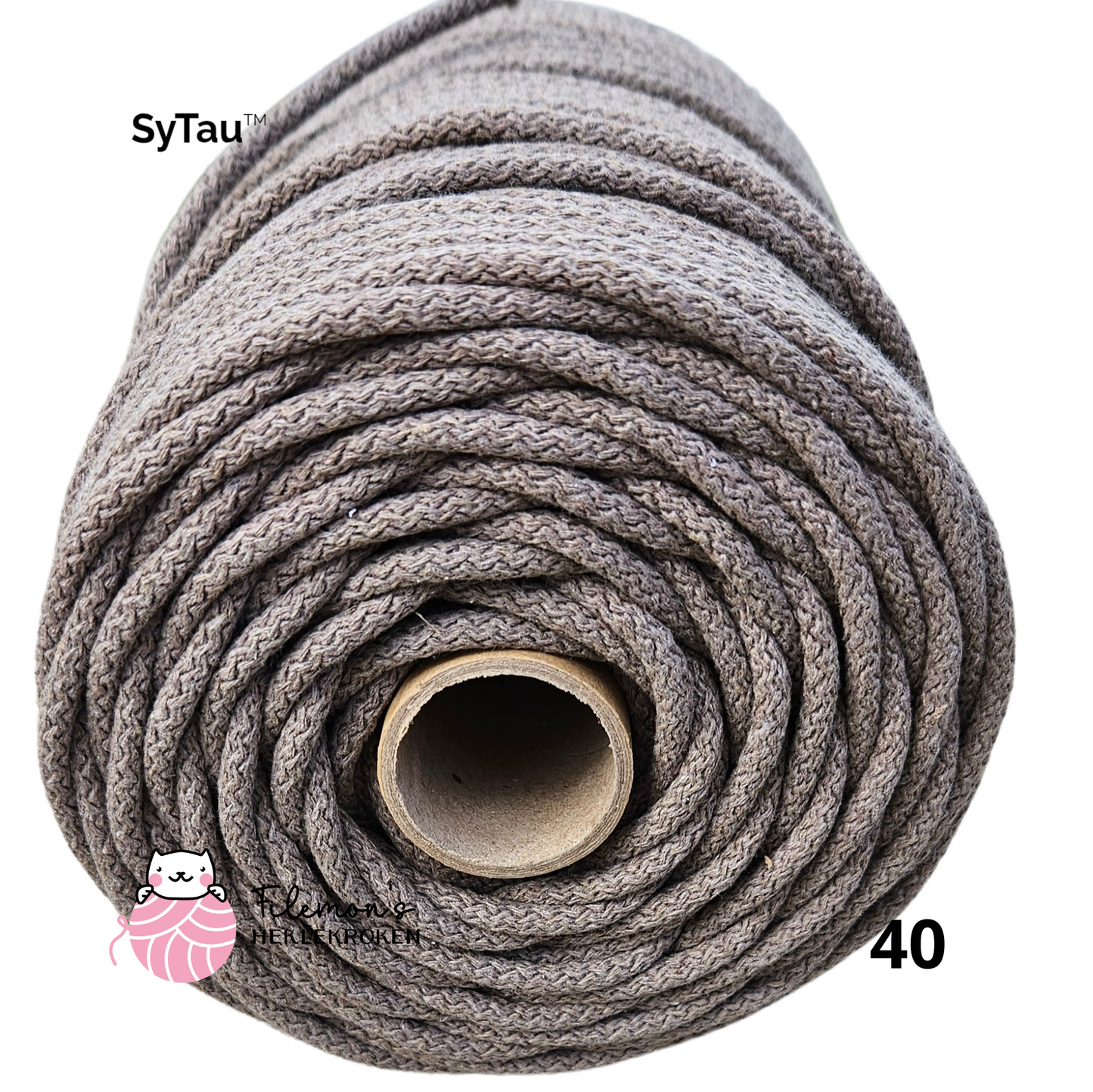 SyTau – Ekstra stiv bomullssnor med polyesterkjerne – 5 mm/100 meter, MOKKA 40