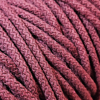 SyTau – Ekstra stiv bomullssnor med polyesterkjerne – 5 mm/100 meter, BURGUNDER 47