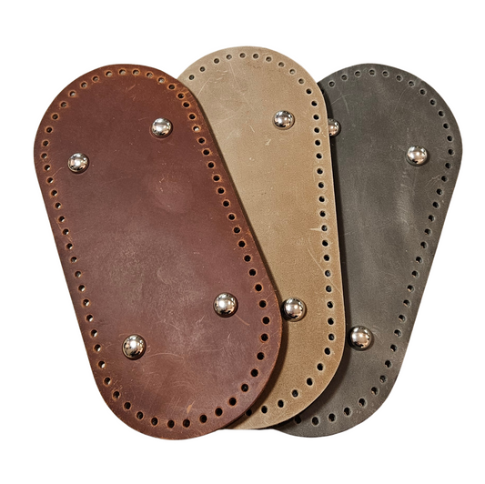 Lærbunn til vesker med metallføtter 26×12