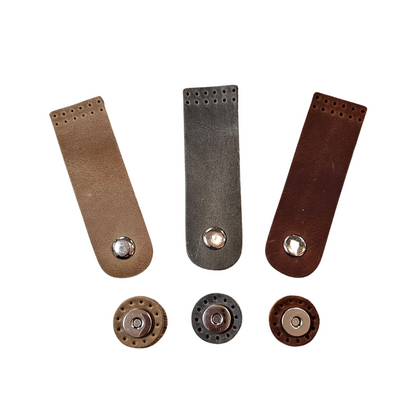 Veskelås i ekte skinn med magnetknapp. 12×2,8 cm