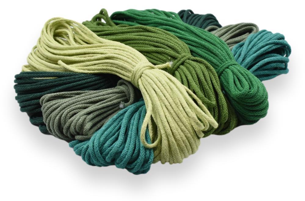 Sett bomullssnorer 3 mm GRØNNE NYANSER