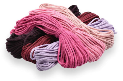 Sett bomullssnorer 3 mm ROSA NYANSER