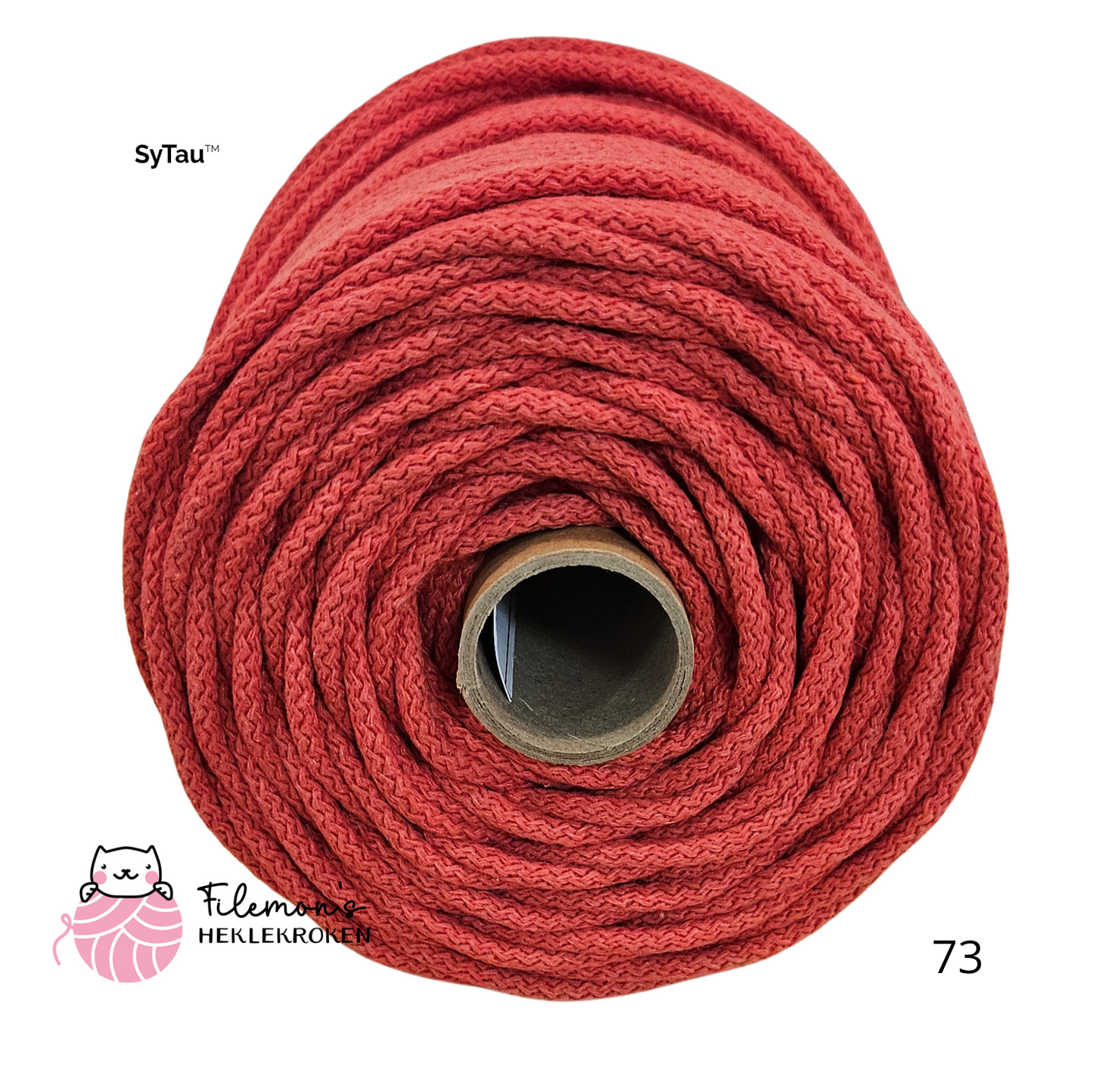 SyTau – Ekstra stiv bomullssnor med polyesterkjerne – 5 mm/100 meter, VANNMELON 73