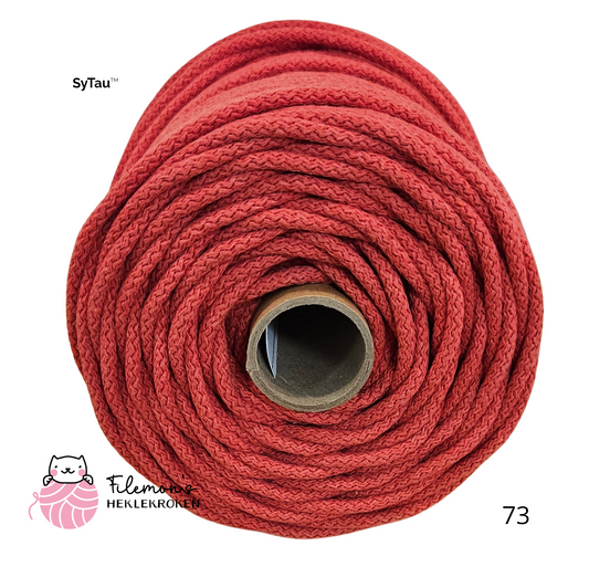 SyTau – Ekstra stiv bomullssnor med polyesterkjerne – 5 mm/100 meter, VANNMELON 73