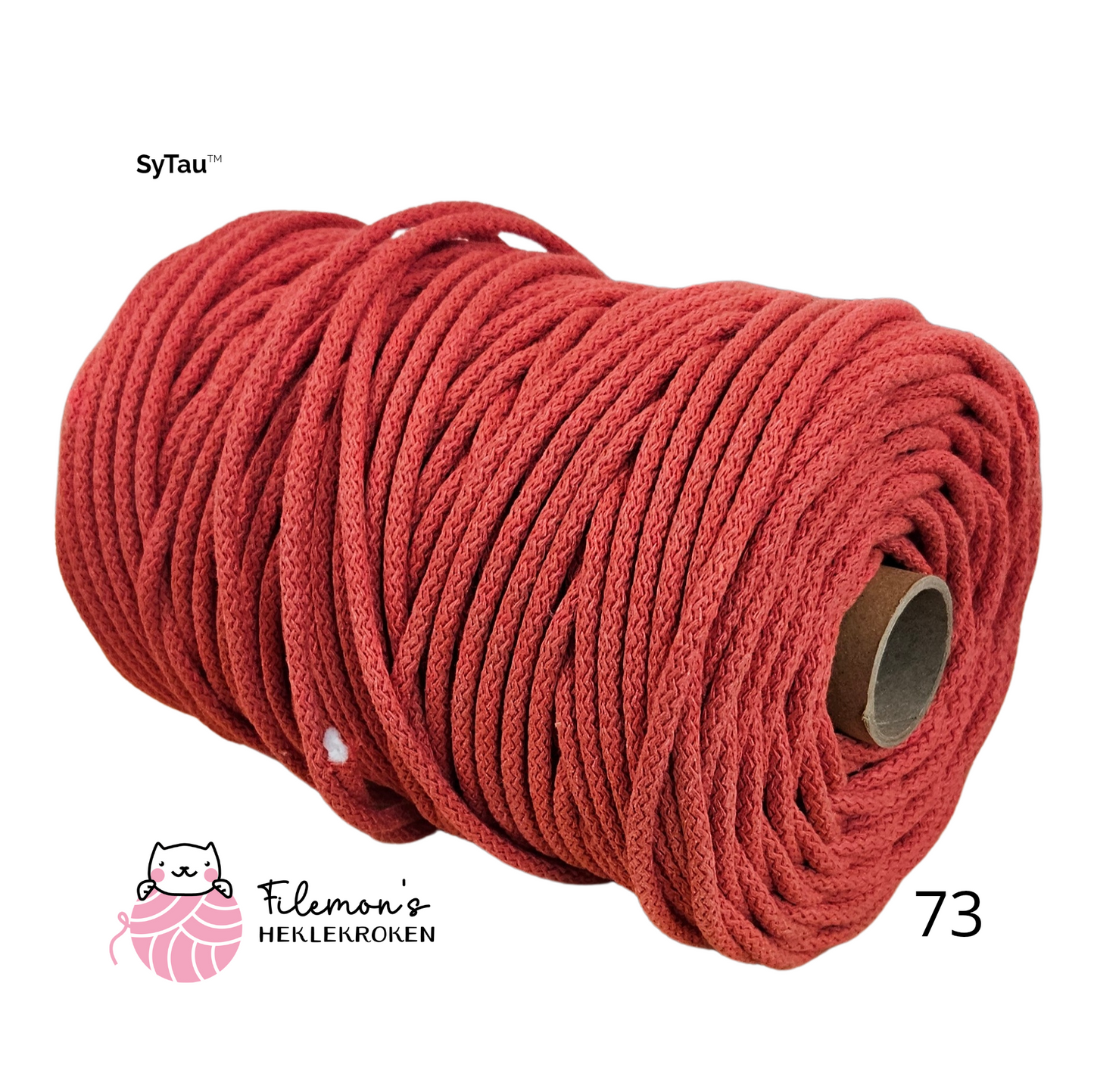 SyTau – Ekstra stiv bomullssnor med polyesterkjerne – 5 mm/100 meter, VANNMELON 73