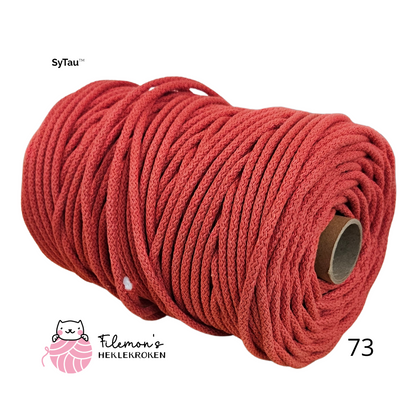 SyTau – Ekstra stiv bomullssnor med polyesterkjerne – 5 mm/100 meter, VANNMELON 73
