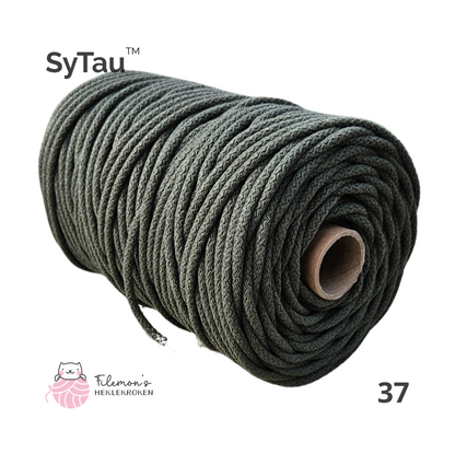 SyTau – Ekstra stiv bomullssnor med polyesterkjerne – 5 mm/100 meter, OLIVEN 37