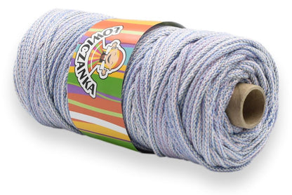 Bomullssnor 5 mm/100m - PASTELL MELERT