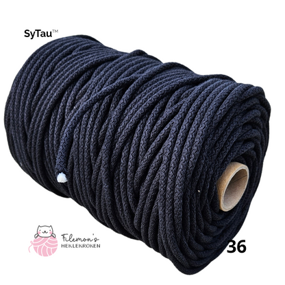 SyTau – Ekstra stiv bomullssnor med polyesterkjerne – 5 mm/100 meter,  SVART 36