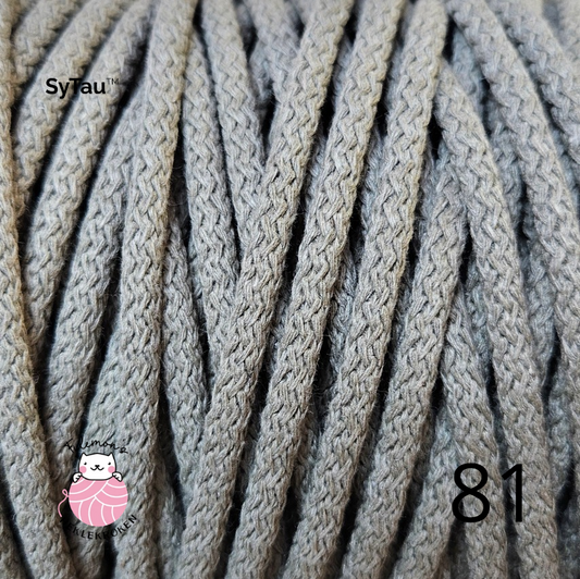 SyTau – Ekstra stiv bomullssnor med polyesterkjerne – 5 mm/100 meter, EUCALIPTUS 81